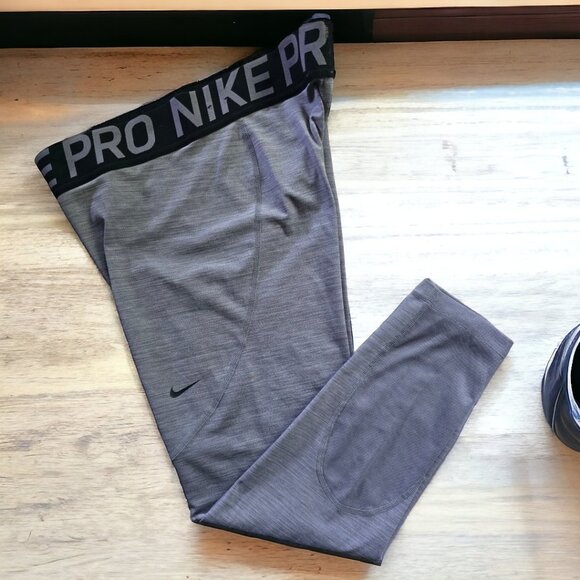 NWOT NIKE PRO TIGHT  (L) Gunsmoke/Heather/Black/Black - Picture 2 of 7